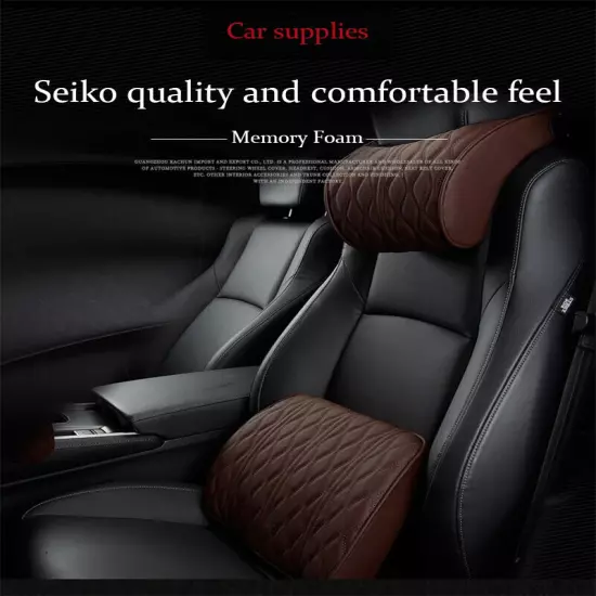 PU Leather Car Headrest Car Rest Neck Pillow Back Cushion Waist Supports Set