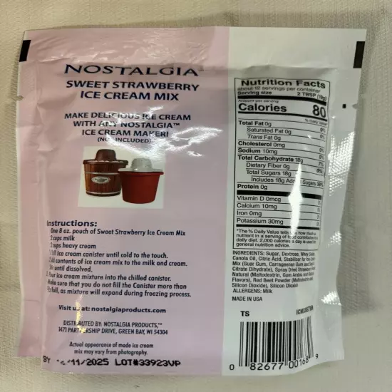 Nostalgia Ice Cream Mix. Set of 3 - Vanilla, Chocolate and Strawberry. Exp 2025