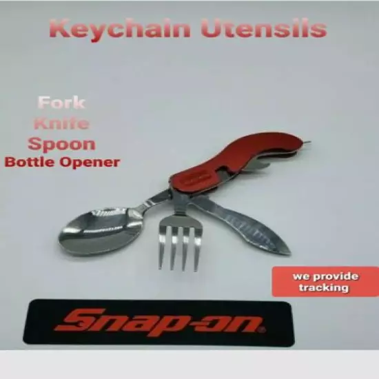 Snap On Tools Camping Utensils Tool Knife Fork Spoon bottle opener Stainless New