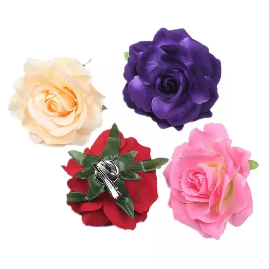 Artificial Rose Flower Hairpin Wedding Bridal Brooch Womens Hair Clip Headwear