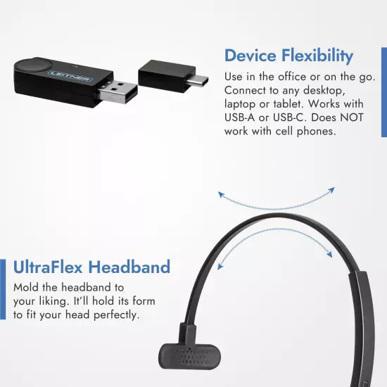 LH470 – Wireless Computer Headset with Microphone – Zoom and Teams Headset – DEC