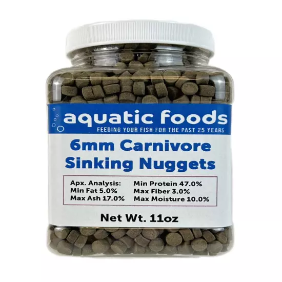 6mm - 1/4" Carnivore Sinking Nuggets for Oscars, Discus, Angelfish & More WL-JAR