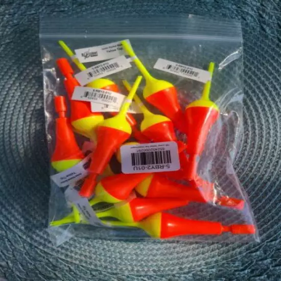 12 New Tackle 2000 Rocket Bobbers 4 3/4" Yellow top orange fishing bobber ice