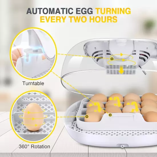 16-35 Eggs Incubator w/Automatic Water Top-up,Auto Turning,Egg Candler 360°View~