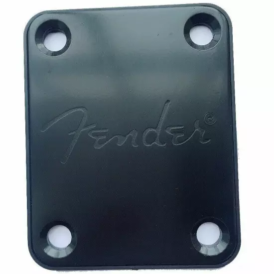 Black Electric Guitar Neck Plate for Fender Style ST SQ Mit Fender Logo 4 Screws