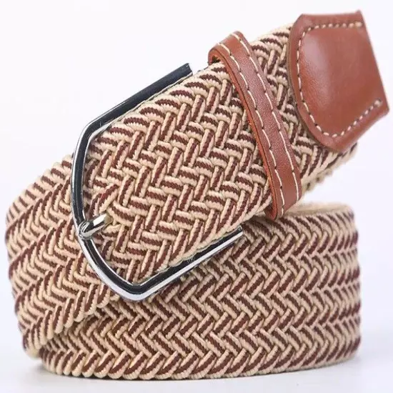 Mens Womens Belt Unisex Braided Elastic Stretch Fabric Enduring Woven Many Sizes