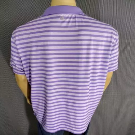 IZOD GOLF POLO SHIRT SS Mens XL Lavender Purple SS Athletic Striped Poly Spandex