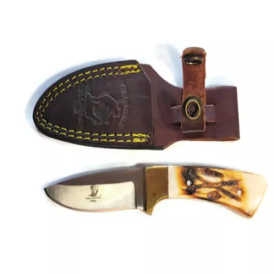 The Bone Collector USA 6" Fixed Stainless Blade Knife Leather Sheath BC-791