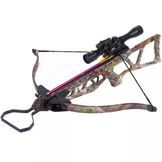 180 lb Black / Camouflage Camo Hunting Crossbow Bow +4x20 Scope +7 Arrows 150 80