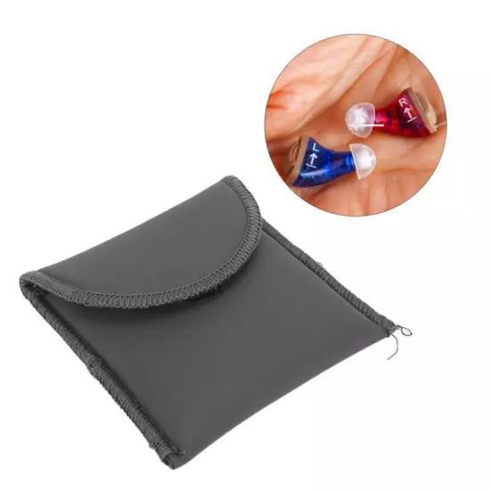 Portable PU Leather Hearing Aid Black Pocket Size Case for Amplifiers