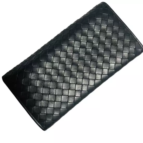 Bottega Veneta Bifold Long Wallet Intrecciato Black excellent free shipping