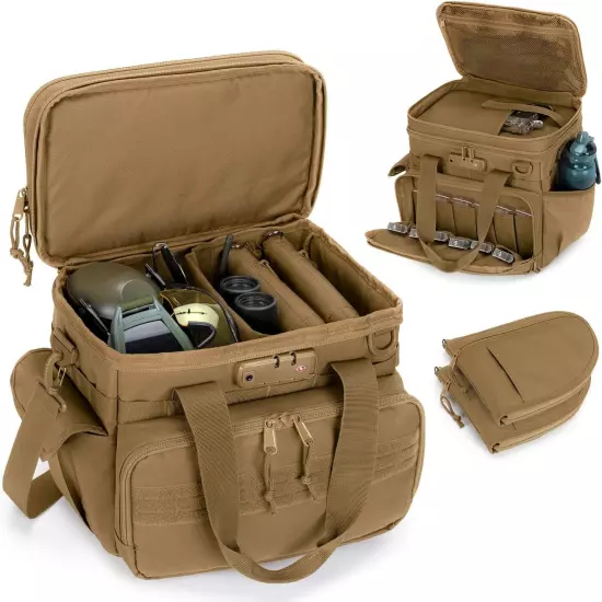 Tactical Gun Range Bag with 3 Pistols Capacity and TSA Lock, Gun Duffle Bag with