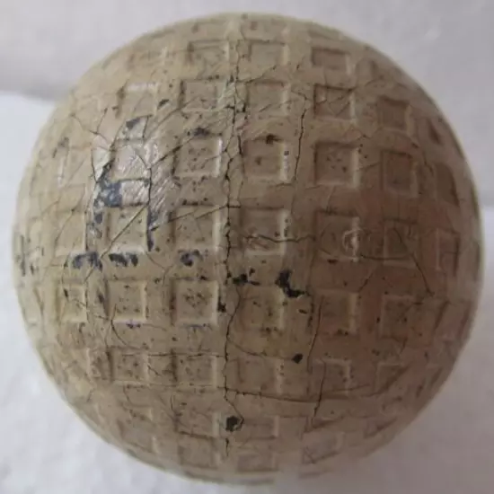 VINTAGE OLD SQUARE MESH GOLF BALL-NO NAME MOST OF ORIGINAL PAINT NO STRIKE MARKS