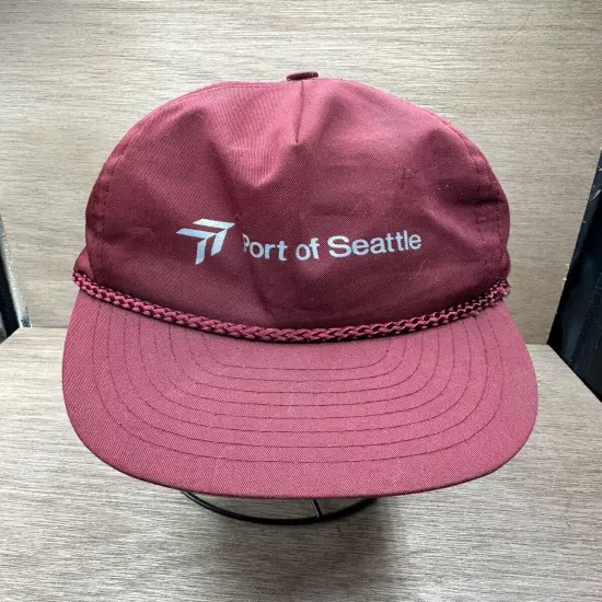 VINTAGE PORT OF SEATTLE hat adjustable maroon Zippered