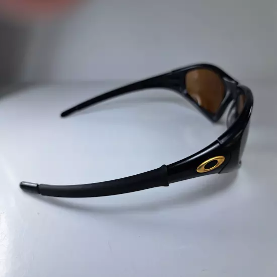 Oakley Straight Jacket Sunglasses, Black Frame, Gold Logo & Lenses