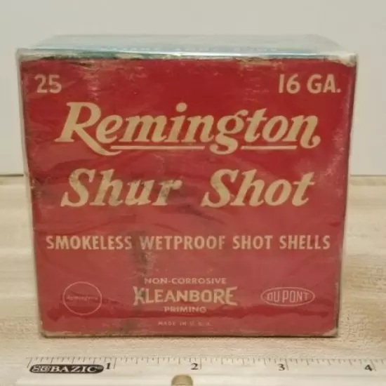 Vintage Remington Shur Shot Kleanbore 16ga Shot Shell EMPTY Ammo Box.