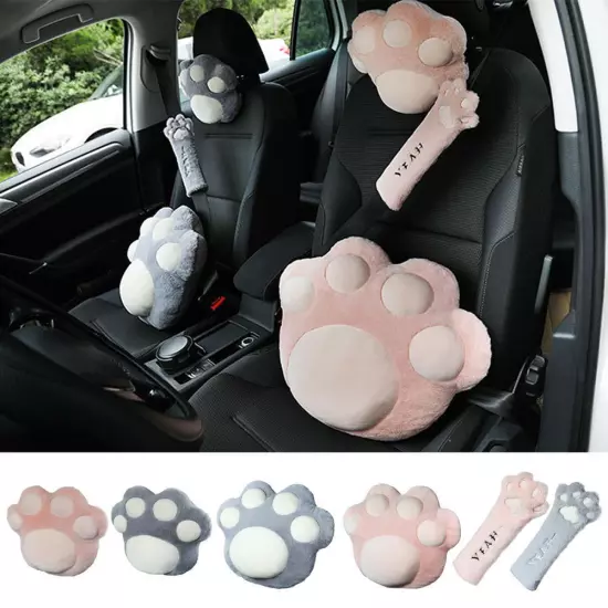 Cute Universal Plush Neck Pillow Comfort Car Headrests Cat Claw Women Cushion~Ð