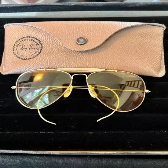 Vtg B&L Ray Ban Outdoorsman Sunglasses 58[]14 USA Amber