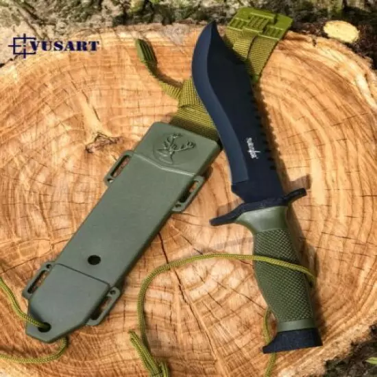 Tactical Survivor Hunting Knife 12'' w/ SHEATH MILITARY Bowie Fixed Blade