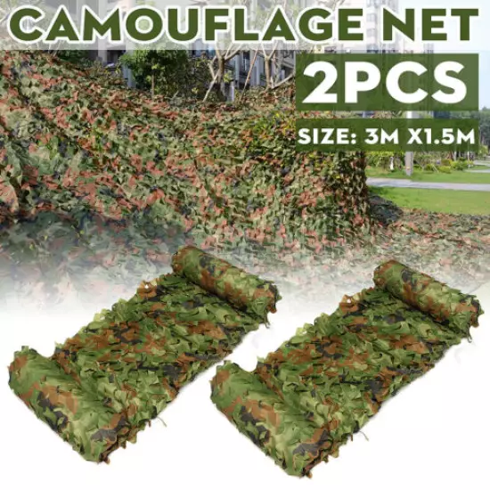 2pcs 10ft Camo Netting Woodland Military Camouflage Mesh Netting Fits Camping