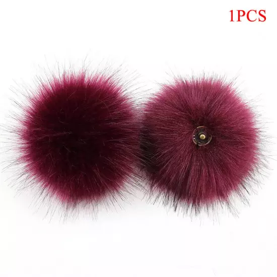 Fluffy Faux Fox Fur Pompom 8cm Pom Poms Ball with Dark Buckle DIY for Hat Bags"