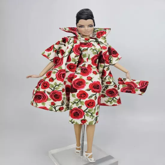 Rose Coat Jacket Gown Dress Outfit Bag Barbie Silkstone Fashion Royalty FR Mizi