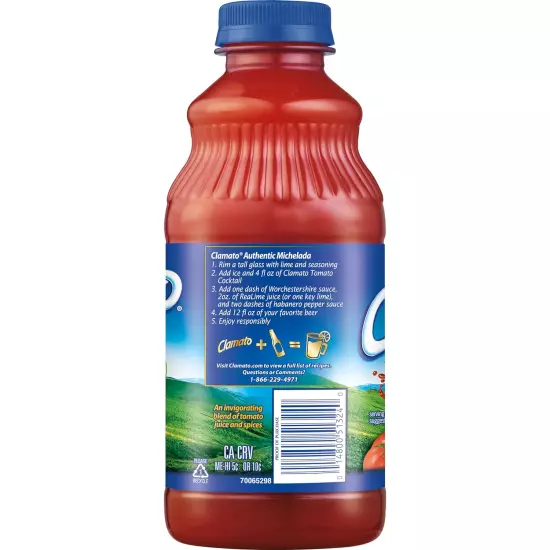 Clamato Original Tomato Cocktail, 32 fl oz bottle Pack of 12