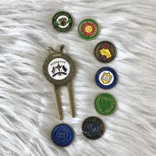 Vintage Oak Hill CC Golf Divot Tool Set Multiple Ball Markers- Ryder Cup US Open