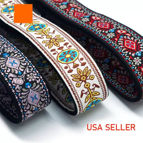 Embroidery Bohemian Cotton Electric Acoustic Guitar Belt Adjustable Soft Strap 