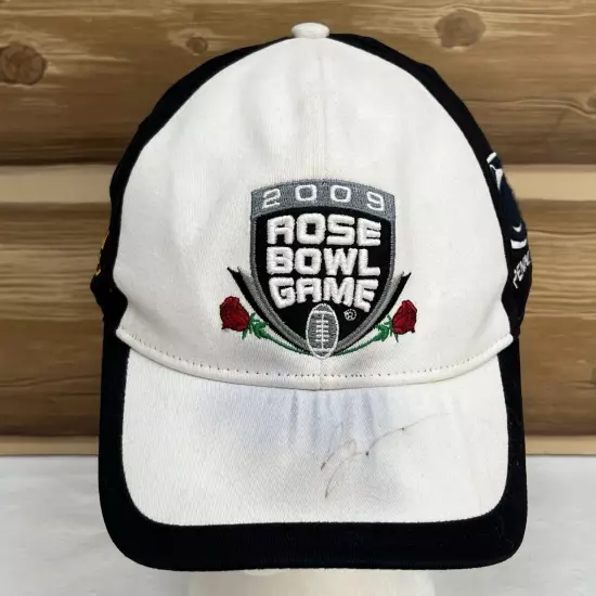 Rose Bowl Game 2009 Fitted Hat Cap White Black Logo Outdoors Casual Adj Mens