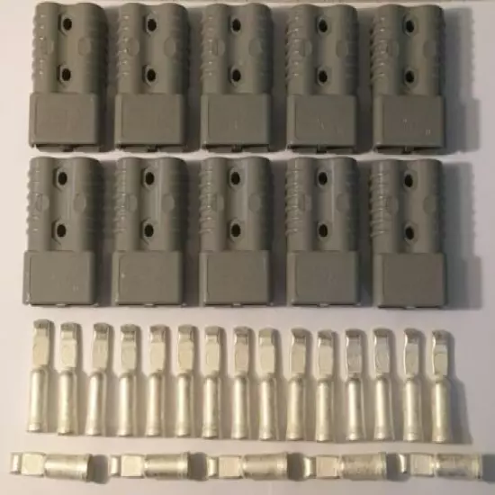 10 Pack Authentic Anderson SB175 Kit Gray Housings + 1/0 AWG Contacts 6325G1