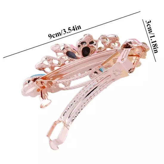 Women's Crystal Rhinestone Flower Hair Barrette Clips Grips Hairpin Jewelry