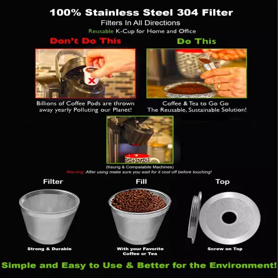 Coffee & Tea to Go Go - Keurig K-Cup/Pod 100% Stainless Steel Reusable Filter