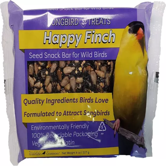 Songbird Treats Seed Bars | 12 Pack of 8 oz Bird Seed Cakes for Wild Birds Happy