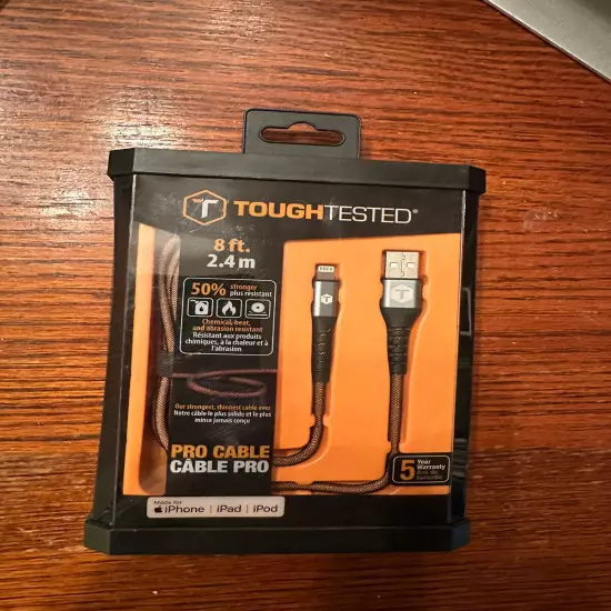 ToughTested 8ft/ 2.4M Durable Braided IPHONE Cable - Brand New