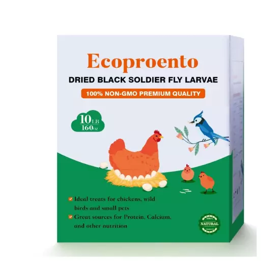 Ecoproento Dried Black Soldier Fly Larvae 10LBS - 85X More Calcium Than Mealw...