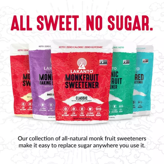 Lakanto Classic Monk Fruit Sweetener with Erythritol - White Sugar Substitute...