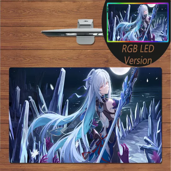 RGB LED Large Mouse Pad Honkai Star Rail Jingliu Gaming Mat Keyboard Mousepad 