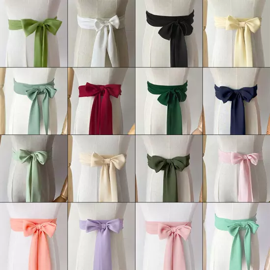 78.74in Summer Chiffon Belt Hanfu Wide Waistband Dress Lace up Long Ribbon Decor