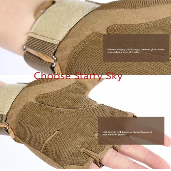  Tactical Half Finger Gloves Combat Hand Protective Gear Handwear DE