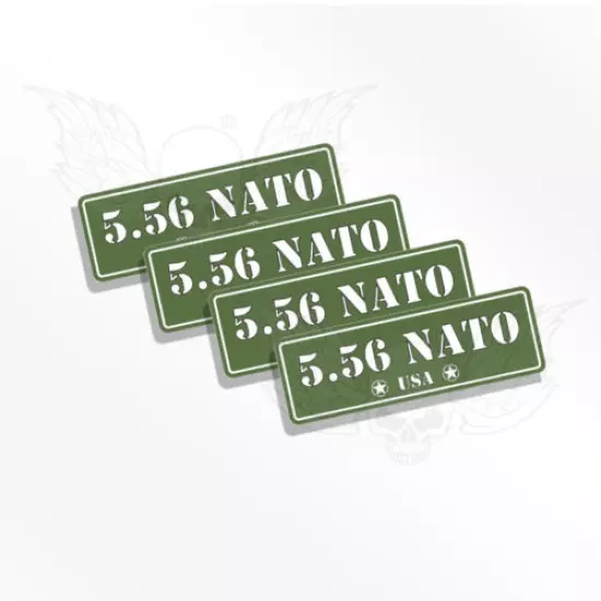 Ammo Can Decals 5.56 NATO - 4 Ammo Can Stickers - 5.56 NATO Ammo Can Labels OD