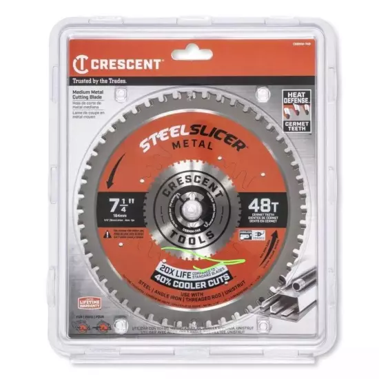 Crescent 7-1/4" x 48-Tooth SteelSlicer Medium Metal Circular Saw Blade