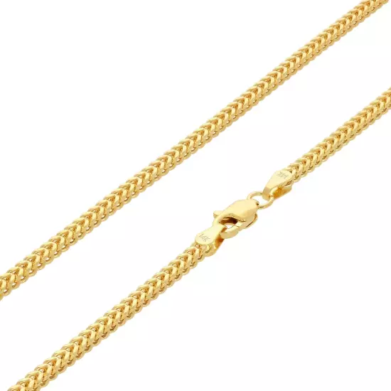 14k Yellow Gold 2mm Franco Box Bracelet Chain Mens Womens 7" 7.5" 8" 8.5" 9"