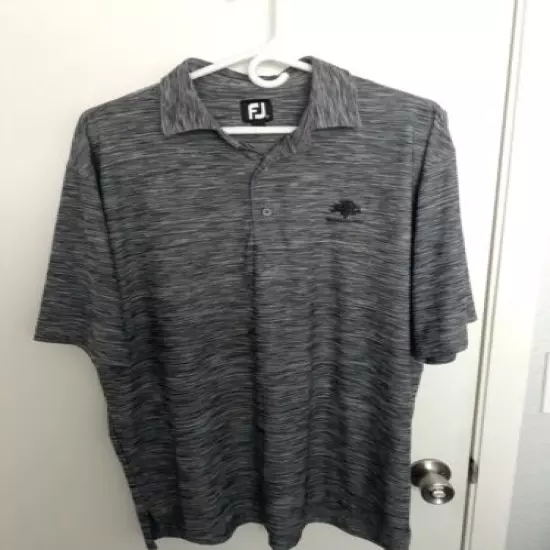 FootJoy FJ Men's Golf Polo Shirt XL Heather Gray Black Stretch EUC 