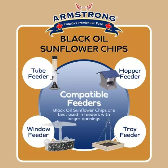 Armstrong Wild Bird Food Black Oil Sunflower Chips, 20 Pounds - for Northern Car