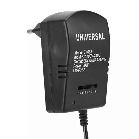 Universal 30W 3V-12V Adjustable Voltage Power Adapter With 6 Connectors