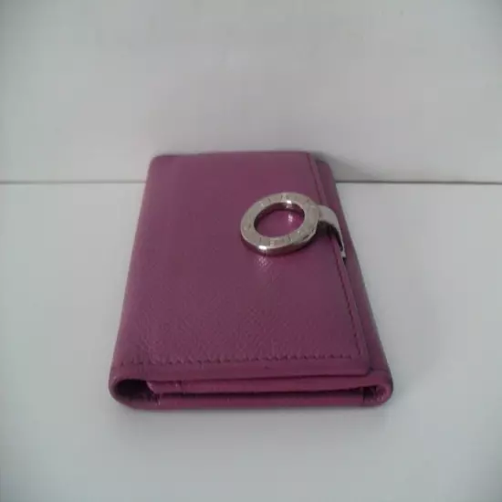 BVLGARI Card Wallet Stunning Purple Italian Calf Leather Business Card Exc Cond