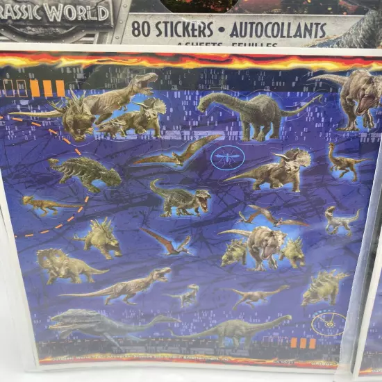 Jurassic World Stickers, 80 Stickers Per Pack, 2 Packs Included Dinosaur Sticker