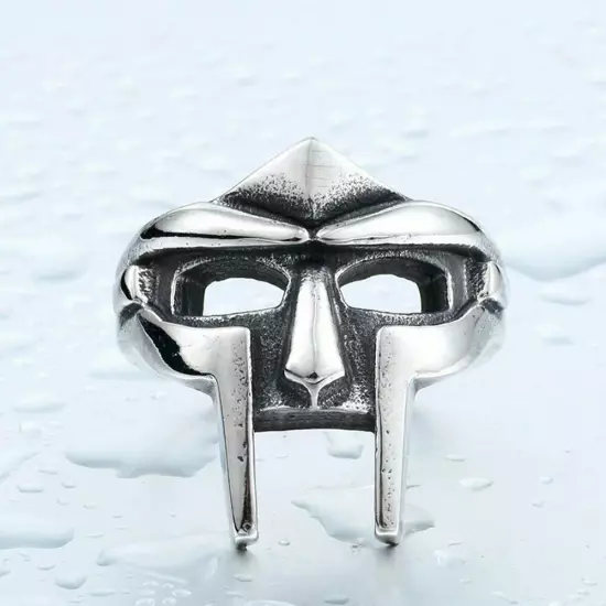 Size 7-14 MF DOOM Mask Gladiator Style Stainless Steel Ring Silver Stainless+