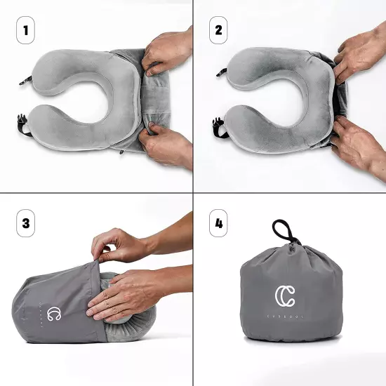 Memory Foam Travel Pillow - Neck & Chin Support for Airplanes